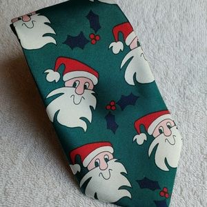 Vintage Marc Lewis Santa Claus Holly Berry Tie